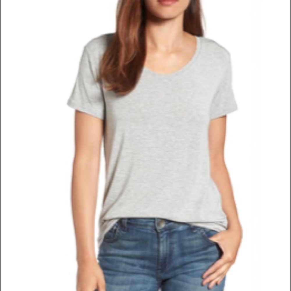 Halogen Modal Jersey V Neck Gray Tee NWOT